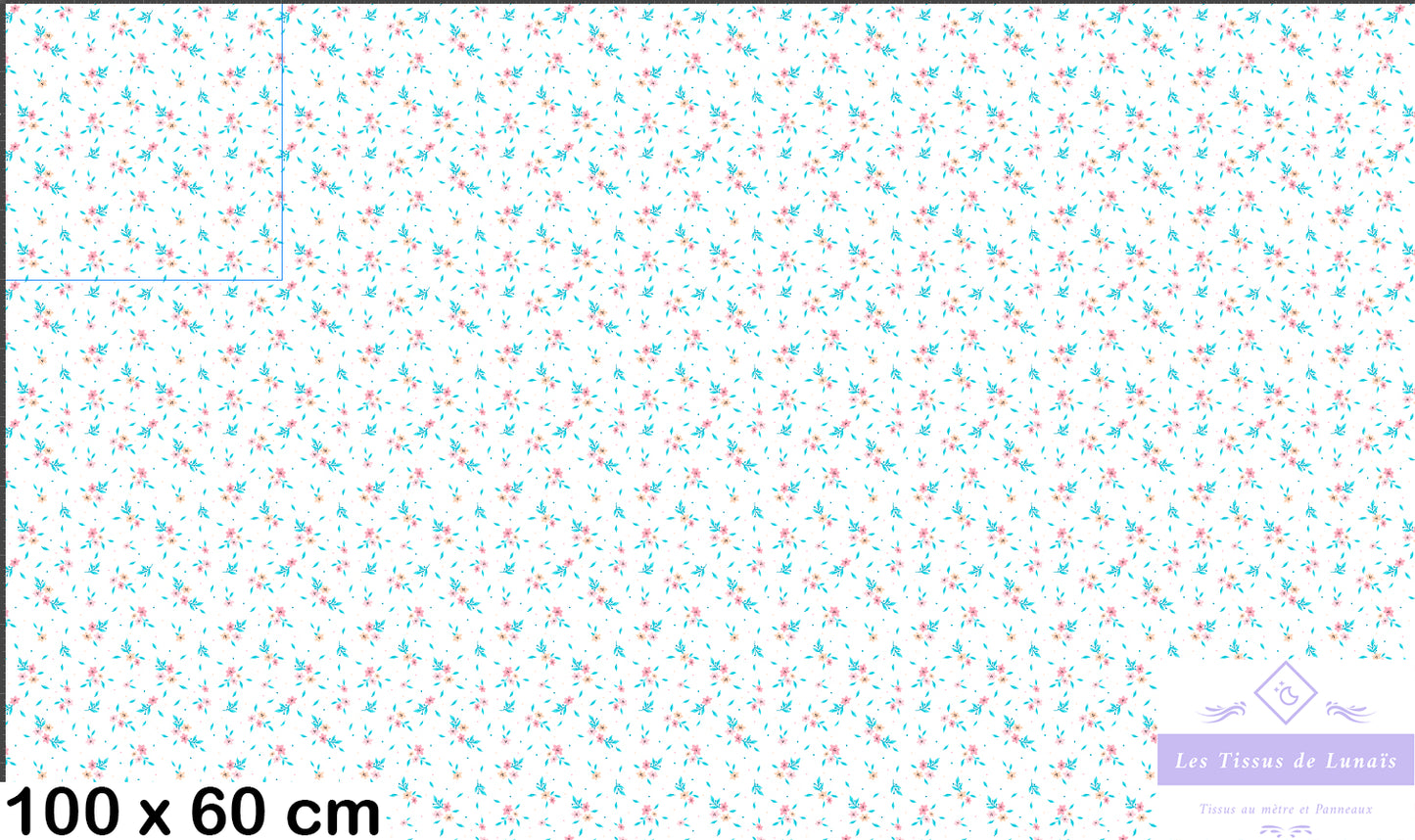 Tissu au mètre 399 feuille fleur - Disponible en 9 matières - Vendu par multiple de 50 cm