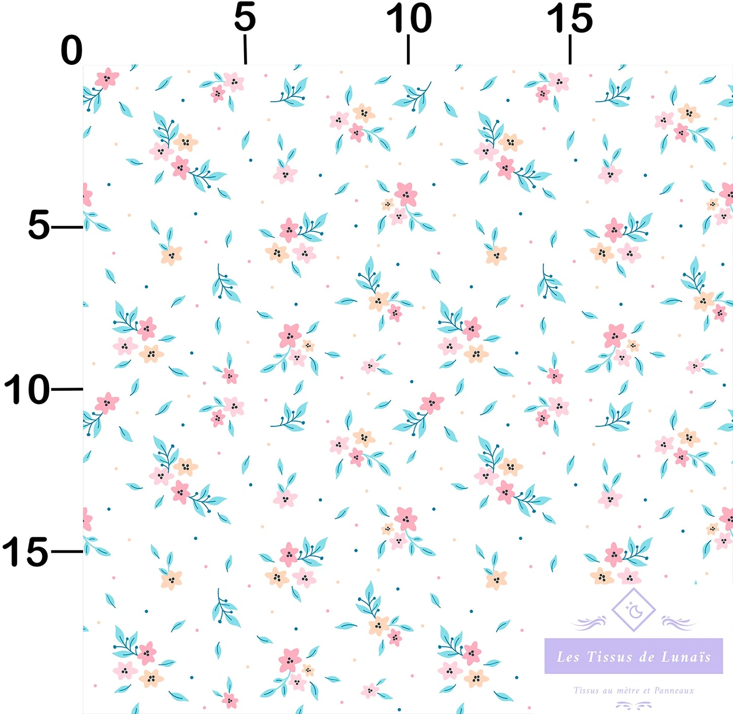 Tissu au mètre 399 feuille fleur - Disponible en 9 matières - Vendu par multiple de 50 cm