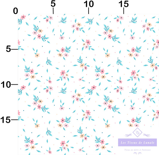 Tissu au mètre 399 feuille fleur - Disponible en 9 matières - Vendu par multiple de 50 cm