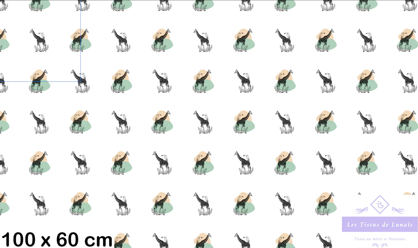 Tissu au mètre 40 girafe - Disponible en 9 matières - Vendu par multiple de 50 cm