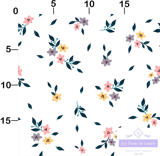 Tissu au mètre 400 feuille fleur - Disponible en 9 matières - Vendu par multiple de 50 cm