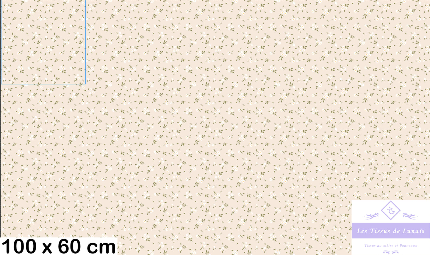 Tissu au mètre 401 feuille fleur - Disponible en 9 matières - Vendu par multiple de 50 cm