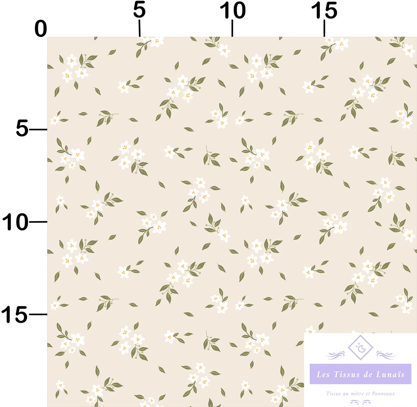 Tissu au mètre 401 feuille fleur - Disponible en 9 matières - Vendu par multiple de 50 cm