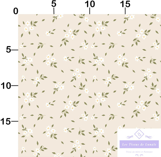 Tissu au mètre 401 feuille fleur - Disponible en 9 matières - Vendu par multiple de 50 cm