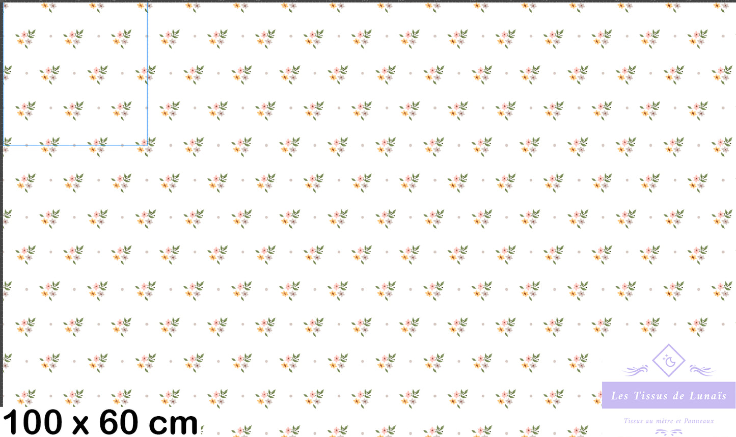 Tissu au mètre 402 feuille fleur - Disponible en 9 matières - Vendu par multiple de 50 cm