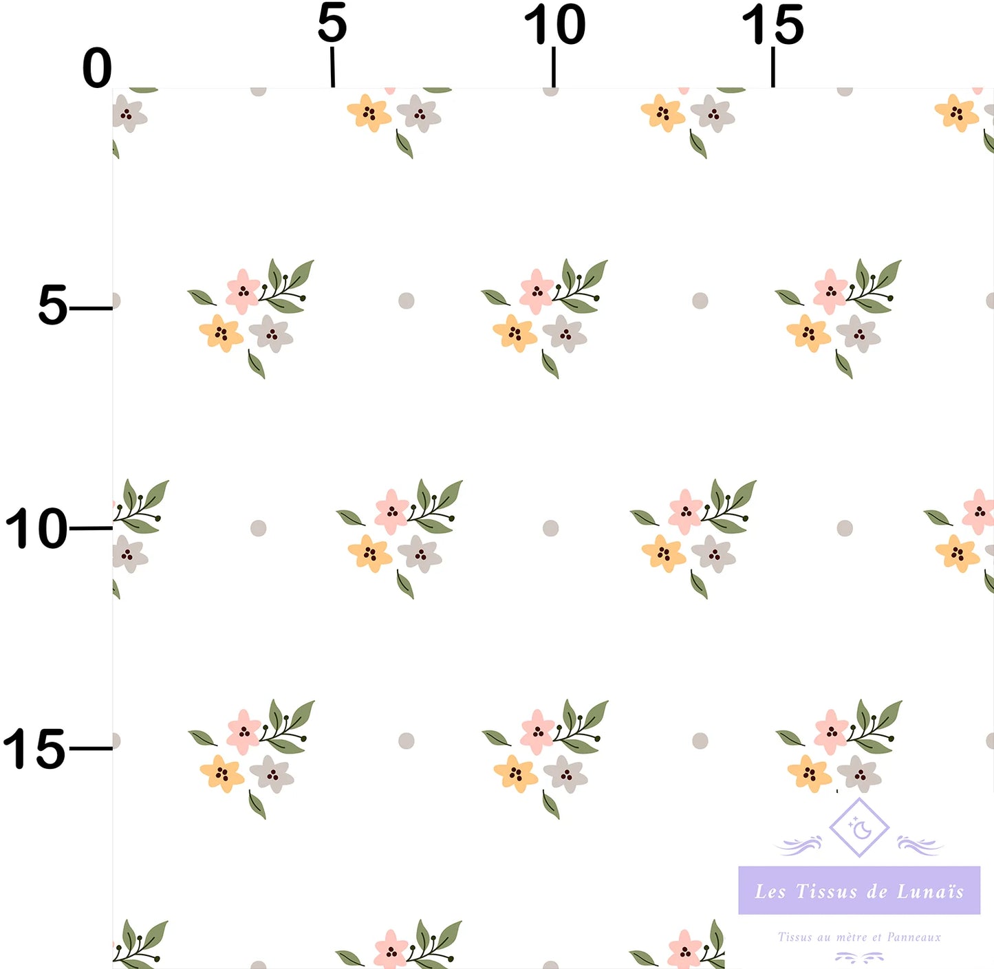 Tissu au mètre 402 feuille fleur - Disponible en 9 matières - Vendu par multiple de 50 cm