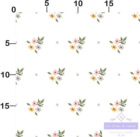 Tissu au mètre 402 feuille fleur - Disponible en 9 matières - Vendu par multiple de 50 cm