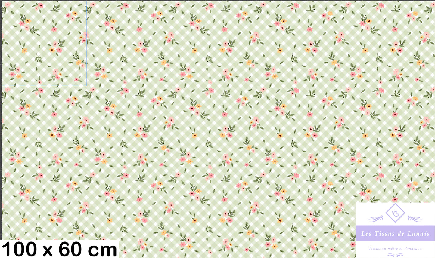 Tissu au mètre 403 feuille fleur - Disponible en 9 matières - Vendu par multiple de 50 cm
