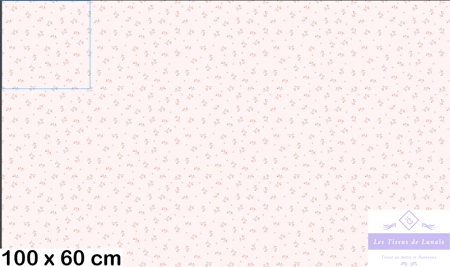 Tissu au mètre 404 feuille fleur - Disponible en 9 matières - Vendu par multiple de 50 cm