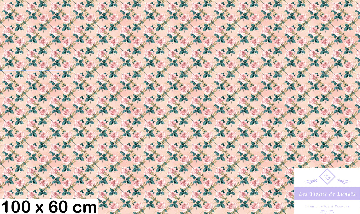 Tissu au mètre 42 libellules- Disponible en 9 matières - Vendu par multiple de 50 cm
