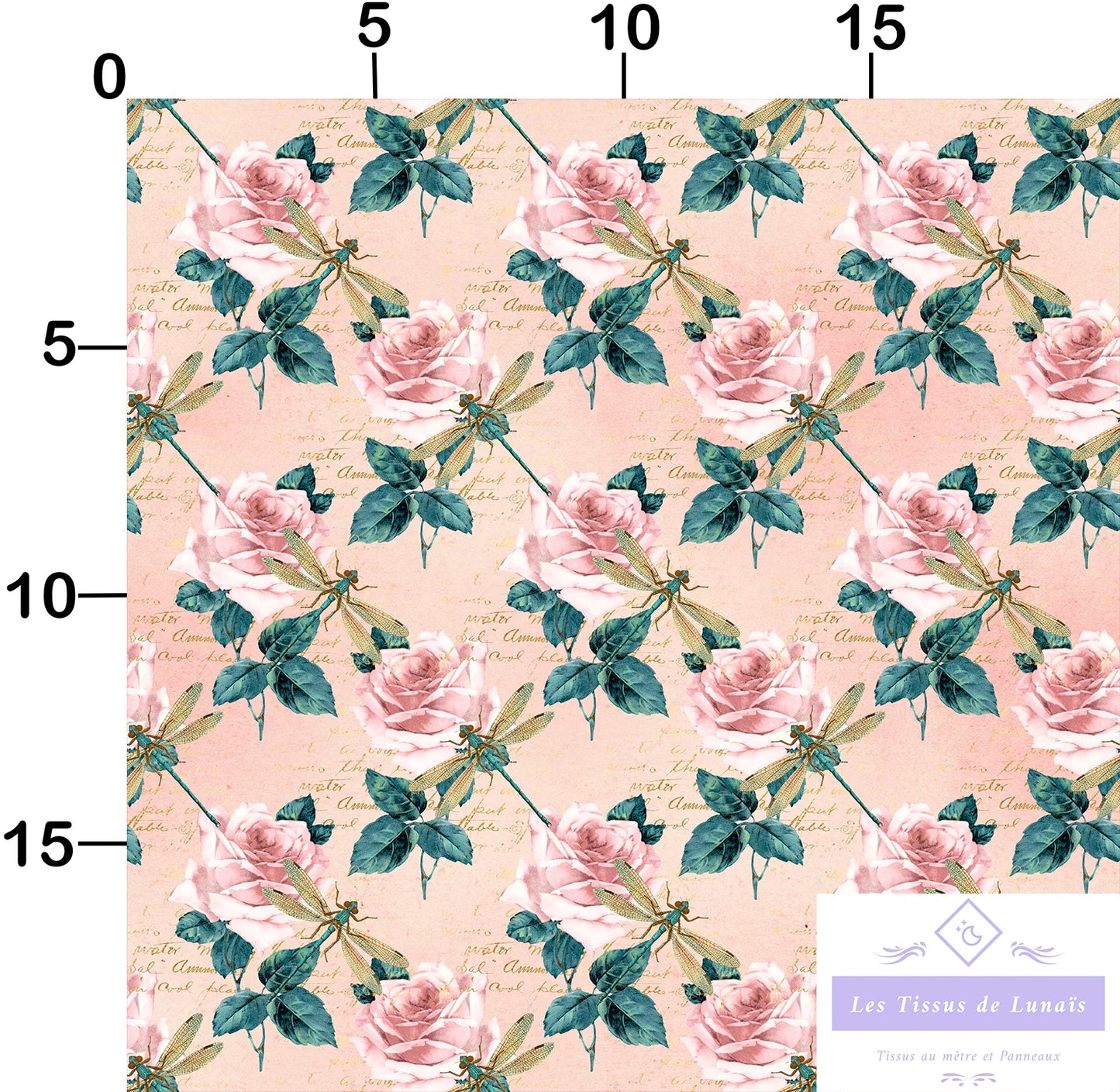 Tissu au mètre 42 libellules- Disponible en 9 matières - Vendu par multiple de 50 cm