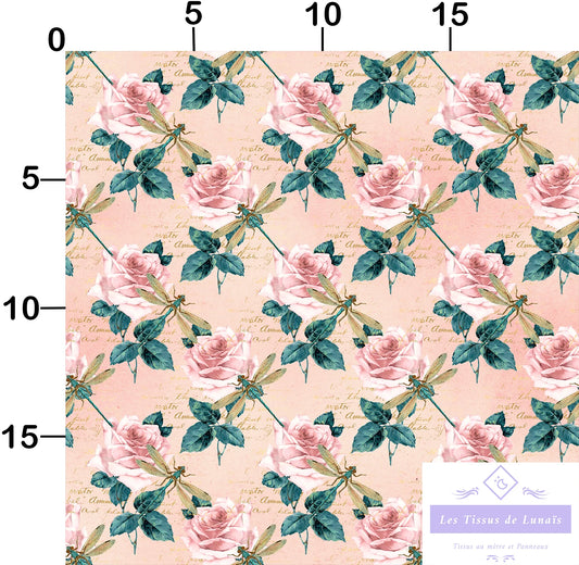 Tissu au mètre 42 libellules- Disponible en 9 matières - Vendu par multiple de 50 cm