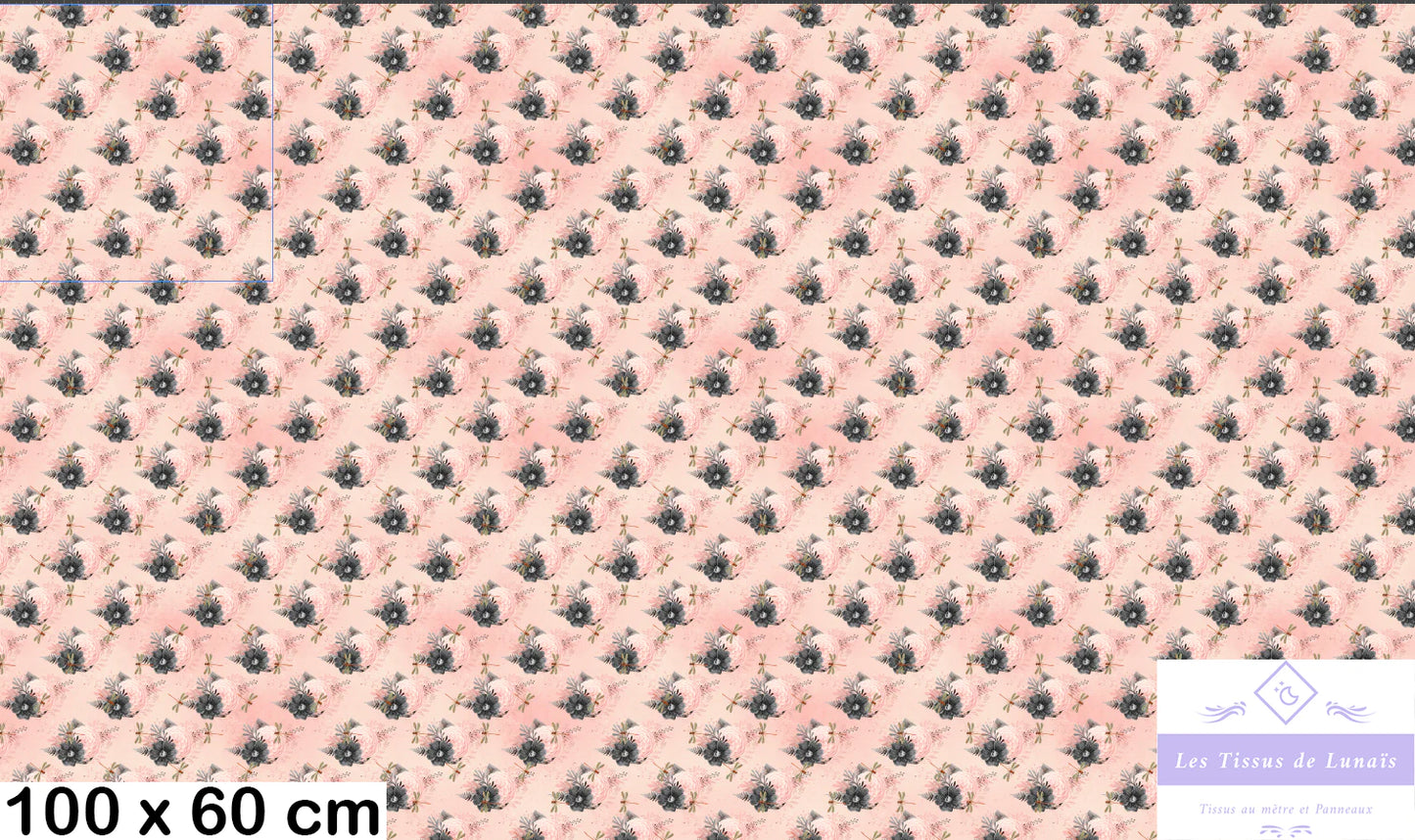 Tissu au mètre 43 libellules- Disponible en 9 matières - Vendu par multiple de 50 cm