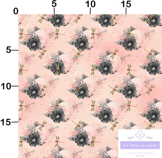 Tissu au mètre 43 libellules- Disponible en 9 matières - Vendu par multiple de 50 cm
