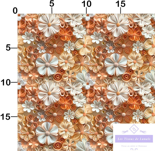 Tissu au mètre 436 3d fleur - Disponible en 9 matières - Vendu par multiple de 50 cm