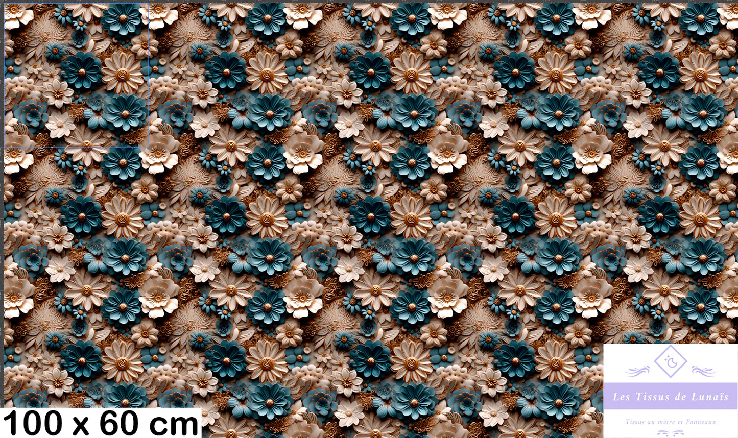 Tissu au mètre 438 3d fleur - Disponible en 9 matières - Vendu par multiple de 50 cm