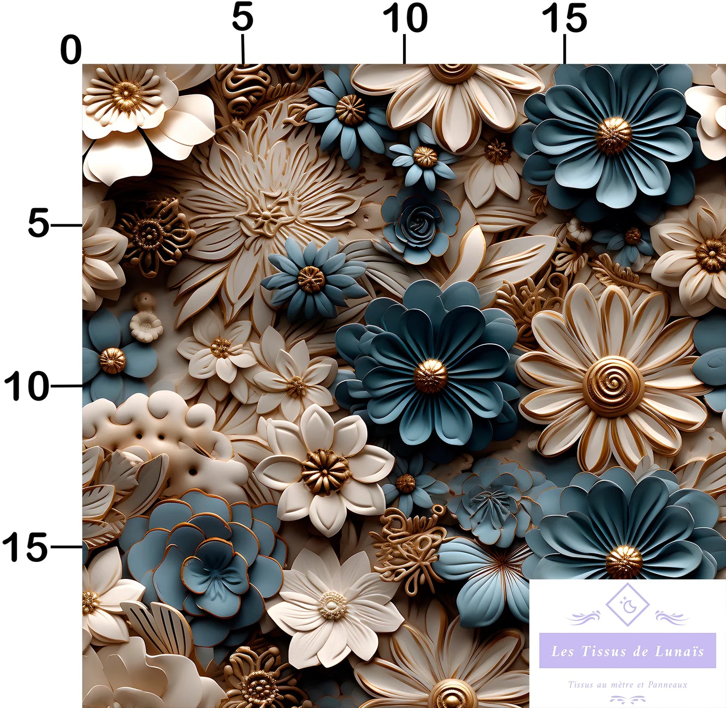 Tissu au mètre 438 3d fleur - Disponible en 9 matières - Vendu par multiple de 50 cm