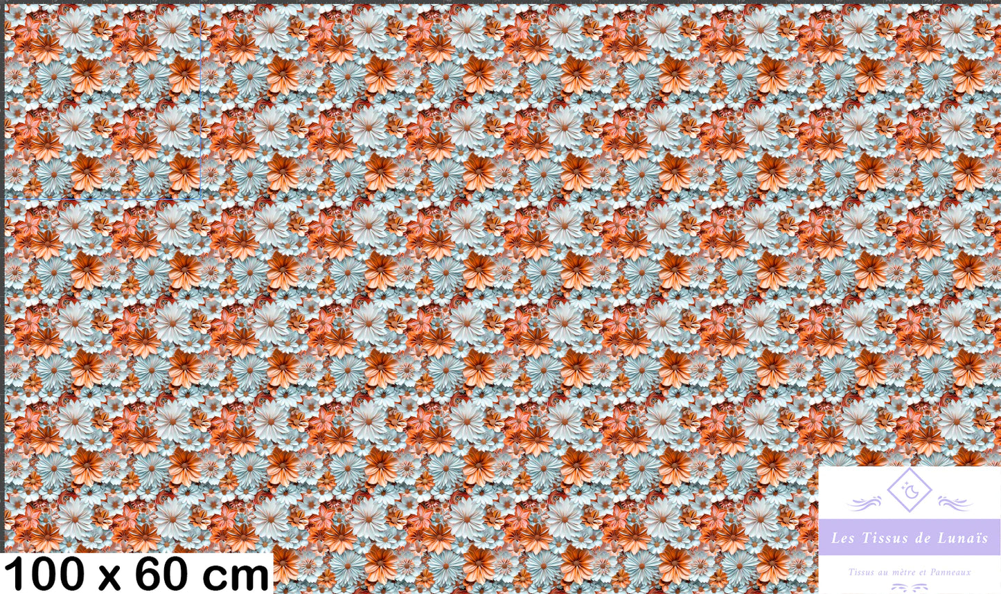 Tissu au mètre 439 3d fleur - Disponible en 9 matières - Vendu par multiple de 50 cm