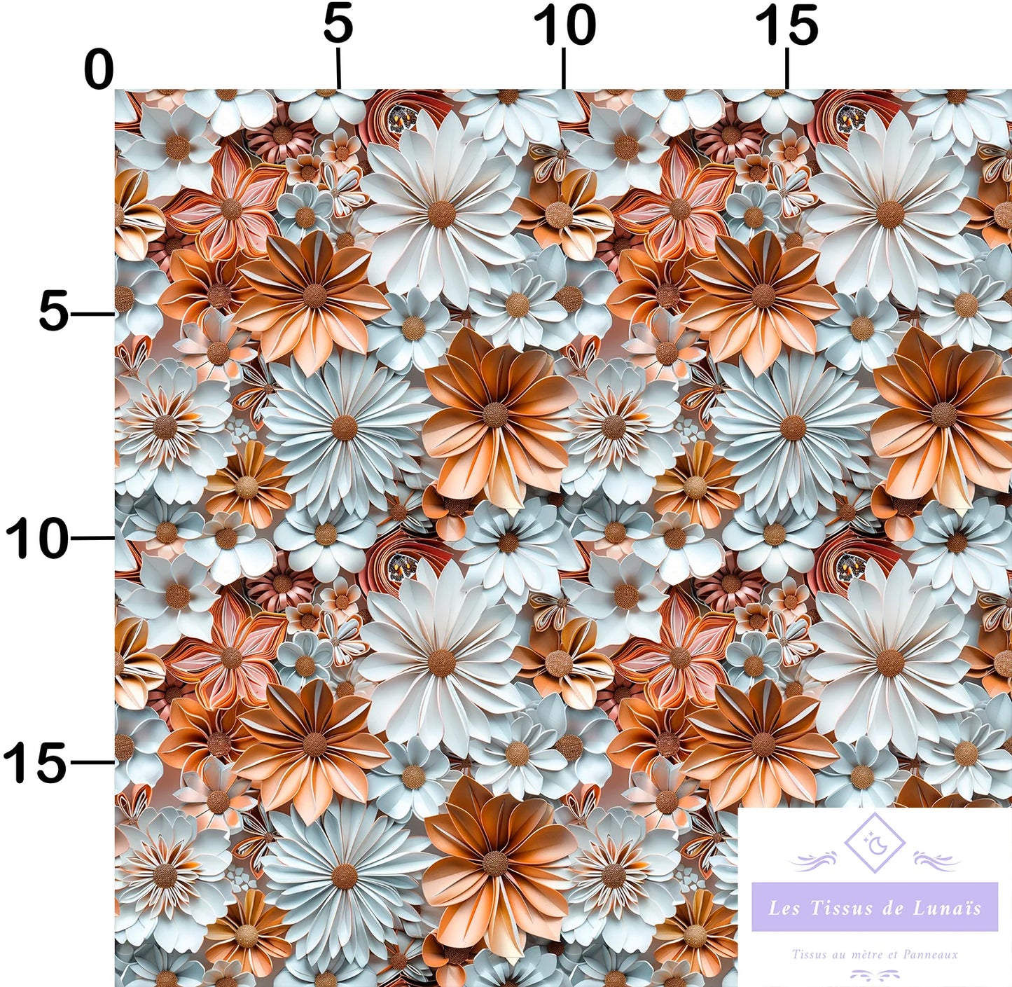 Tissu au mètre 439 3d fleur - Disponible en 9 matières - Vendu par multiple de 50 cm