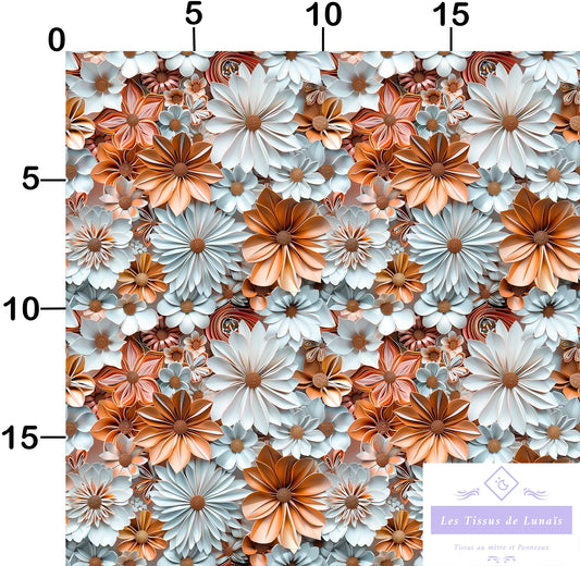 Tissu au mètre 439 3d fleur - Disponible en 9 matières - Vendu par multiple de 50 cm
