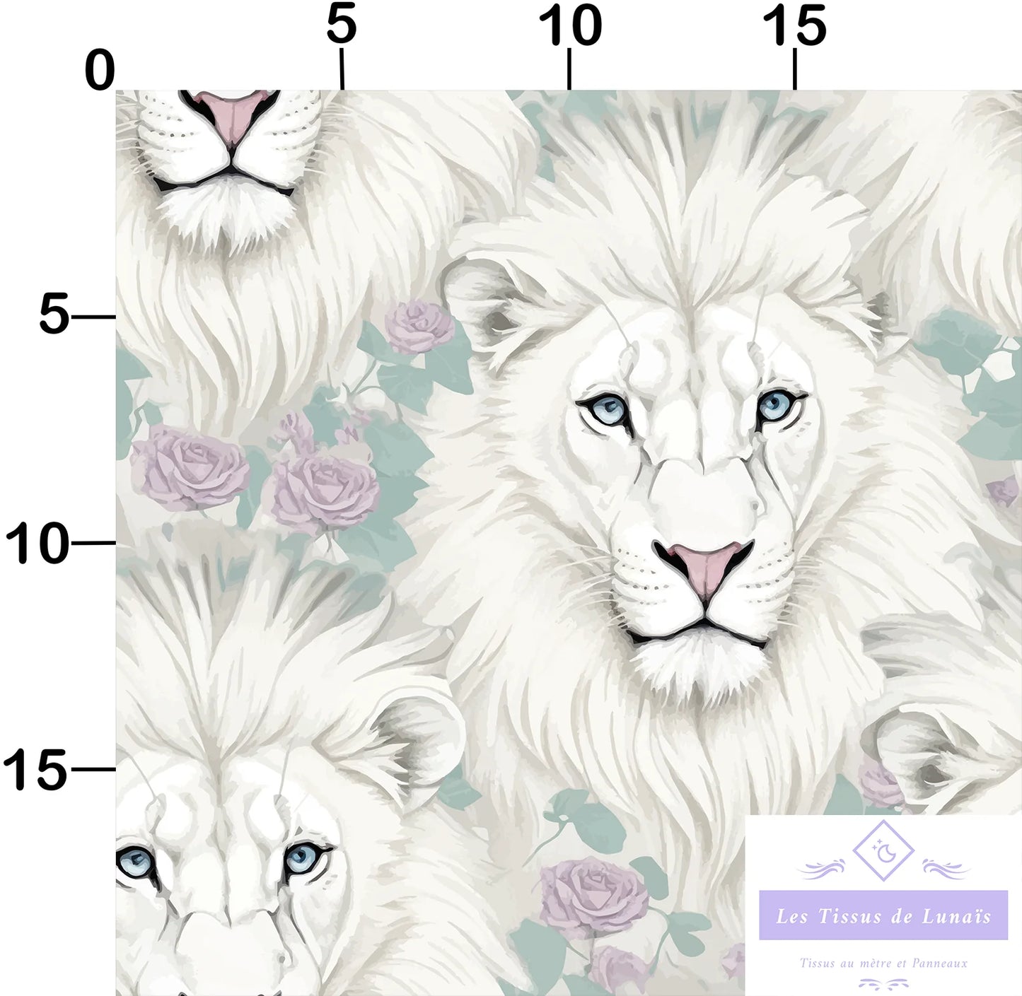Tissu au mètre 44 lions - Disponible en 9 matières - Vendu par multiple de 50 cm