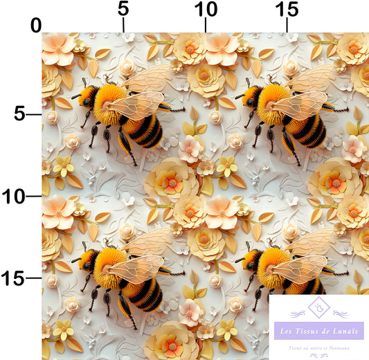 Tissu au mètre 440 3d abeille - Disponible en 9 matières - Vendu par multiple de 50 cm