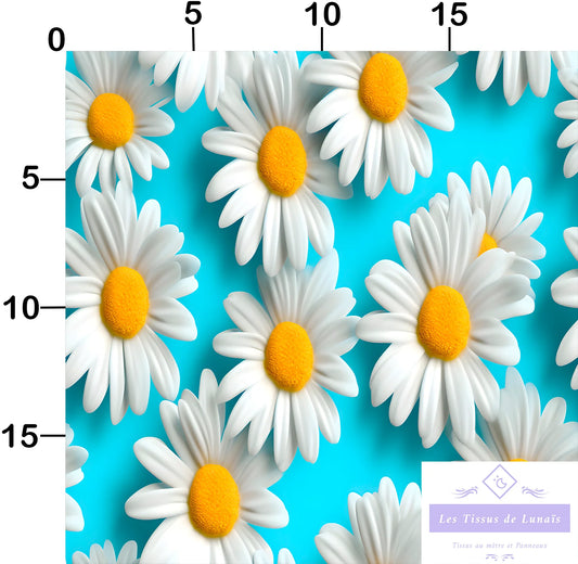 Tissu au mètre447 3d fleur - Disponible en 9 matières - Vendu par multiple de 50 cm
