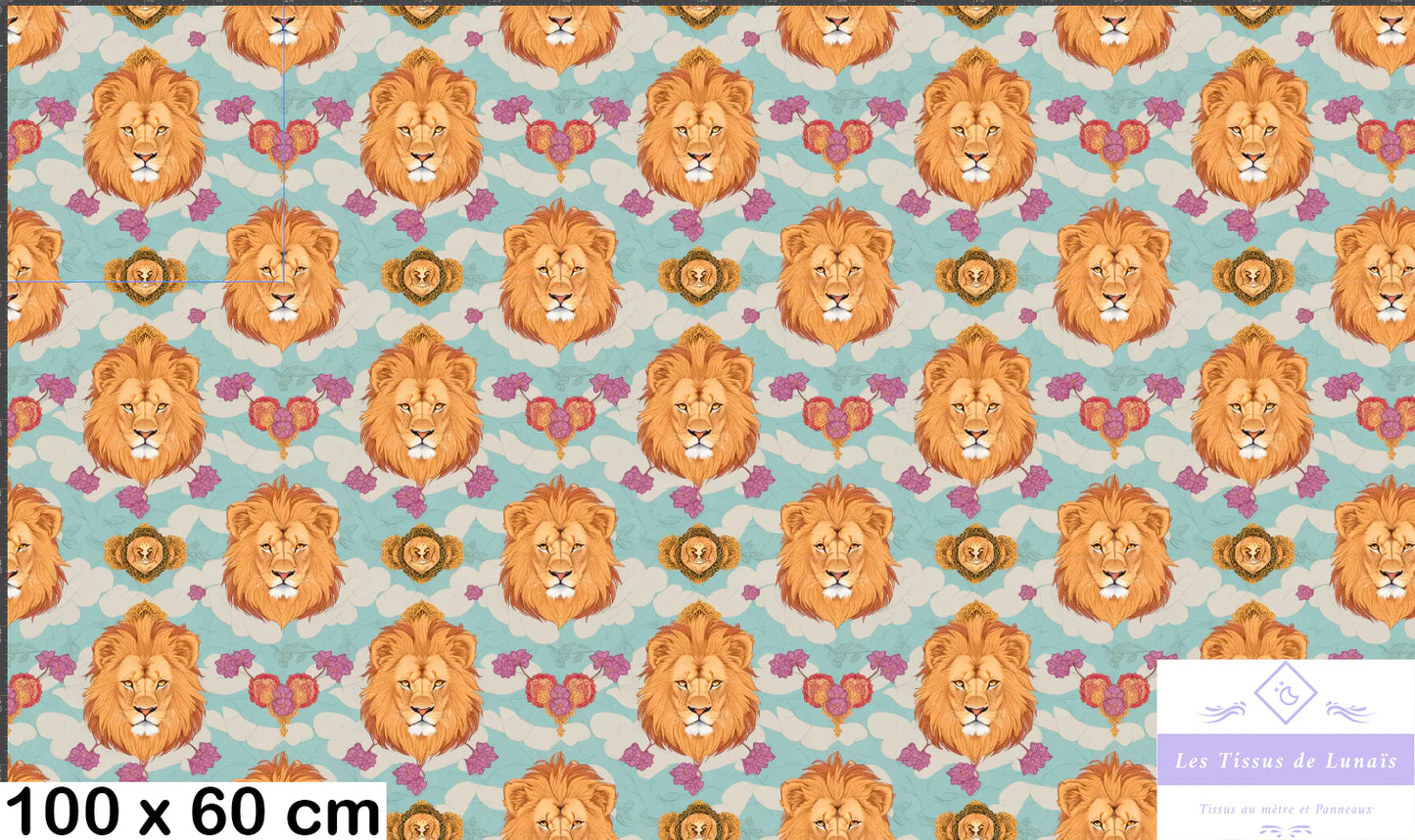 Tissu au mètre 45 lions - Disponible en 9 matières - Vendu par multiple de 50 cm
