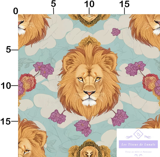 Tissu au mètre 45 lions - Disponible en 9 matières - Vendu par multiple de 50 cm