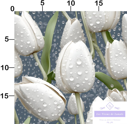 Tissu au mètre 450 3d fleur tulipe - Disponible en 9 matières - Vendu par multiple de 50 cm