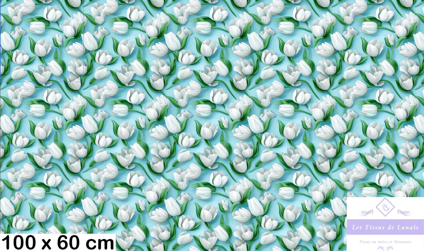 Tissu au mètre 457 3d fleur tulipe - Disponible en 9 matières - Vendu par multiple de 50 cm