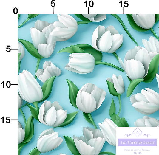 Tissu au mètre 457 3d fleur tulipe - Disponible en 9 matières - Vendu par multiple de 50 cm