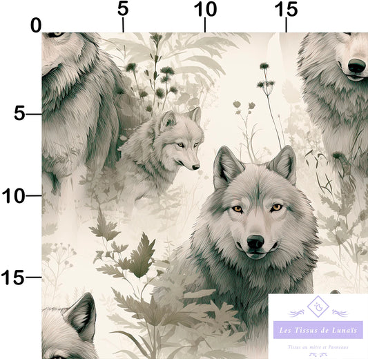 Tissu au mètre 46 loups - Disponible en 9 matières - Vendu par multiple de 50 cm