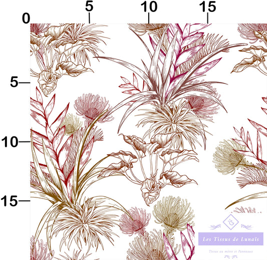 Tissu 469 feuillage luxuriant au mètre - Disponible en 9 matières - Vendu par multiple de 50 cm