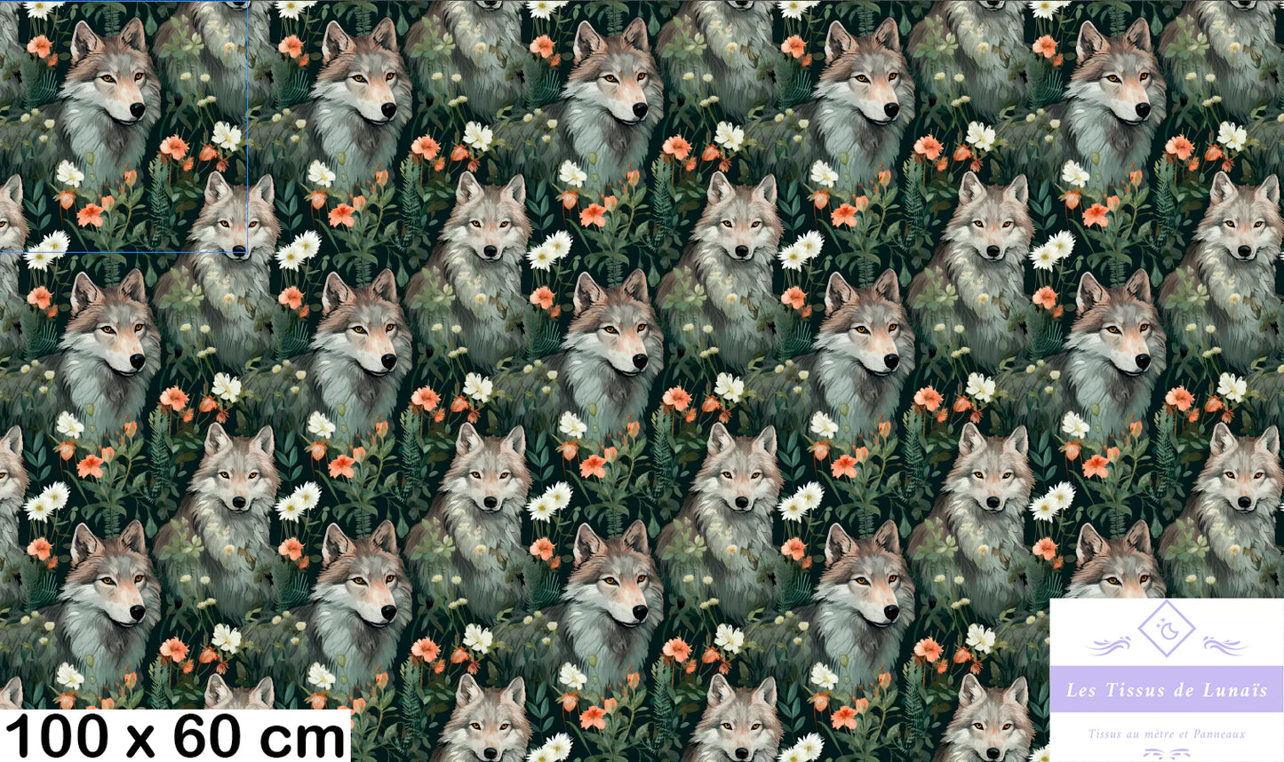 Tissu au mètre 47 loups - Disponible en 9 matières - Vendu par multiple de 50 cm