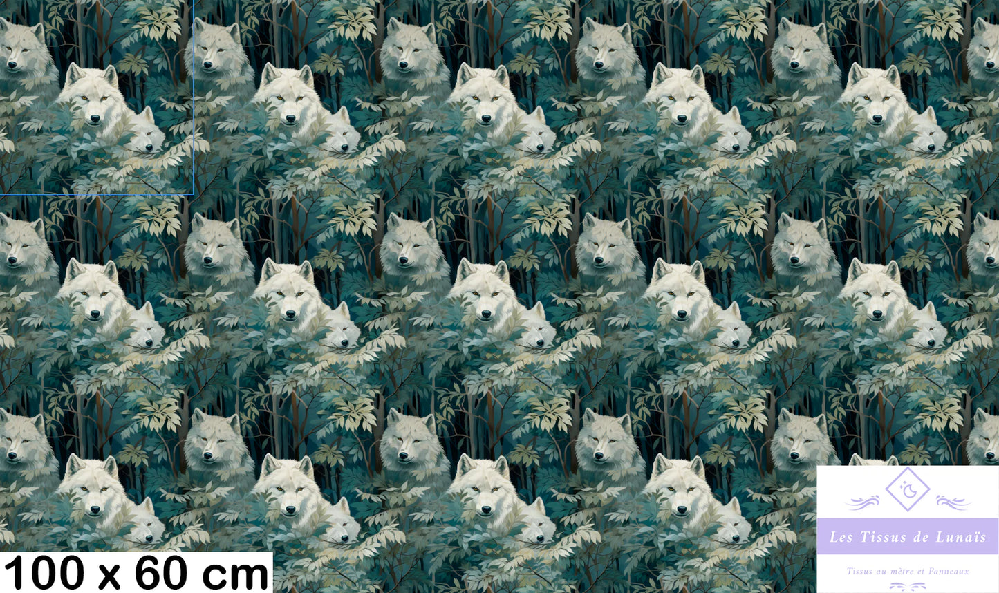 Tissu au mètre 48 loups - Disponible en 9 matières - Vendu par multiple de 50 cm