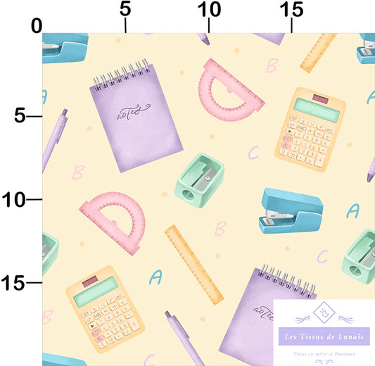 Tissu 480 école, scolaire, maîtresse, maître, ATSEM, au mètre - Disponible en 9 matières - Vendu par multiple de 50 cm