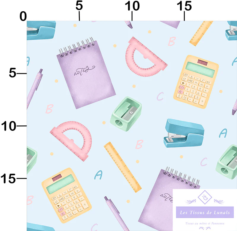 Tissu 482 école, scolaire, maîtresse, maître, ATSEM, au mètre - Disponible en 9 matières - Vendu par multiple de 50 cm
