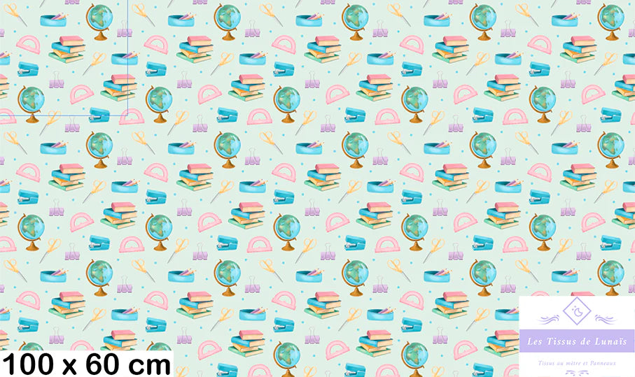 Tissu 485 école, scolaire, maîtresse, maître, ATSEM, au mètre - Disponible en 9 matières - Vendu par multiple de 50 cm