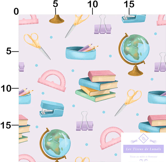 Tissu 487 école, scolaire, maîtresse, maître, ATSEM, au mètre - Disponible en 9 matières - Vendu par multiple de 50 cm