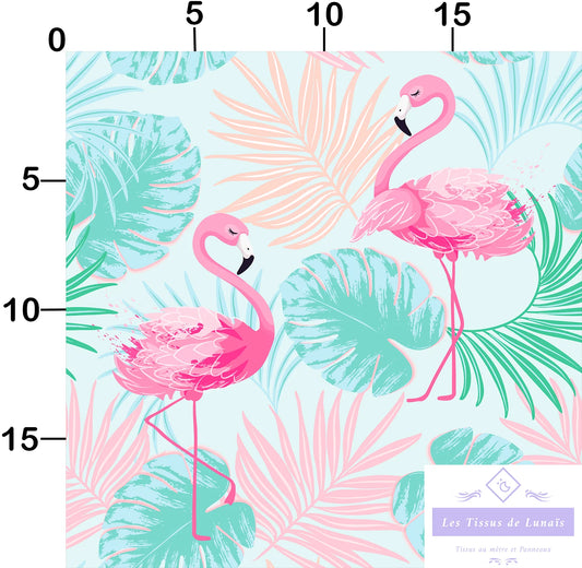 Tissu au mètre 50 flamant rose - Disponible en 9 matières - Vendu par multiple de 50 cm
