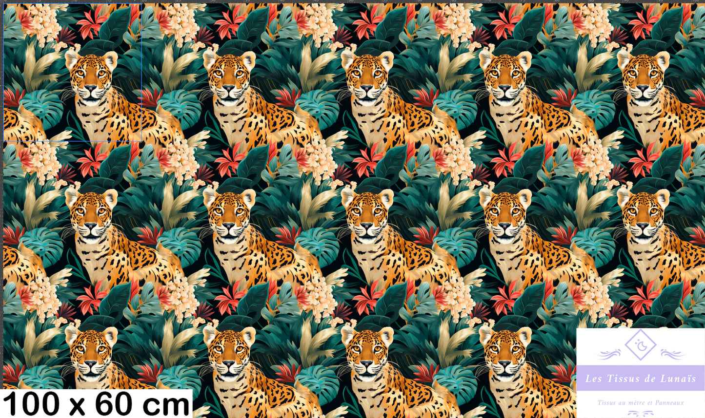 Tissu au mètre 62 tigres - Disponible en 9 matières - Vendu par multiple de 50 cm