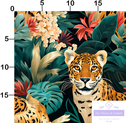 Tissu au mètre 62 tigres - Disponible en 9 matières - Vendu par multiple de 50 cm