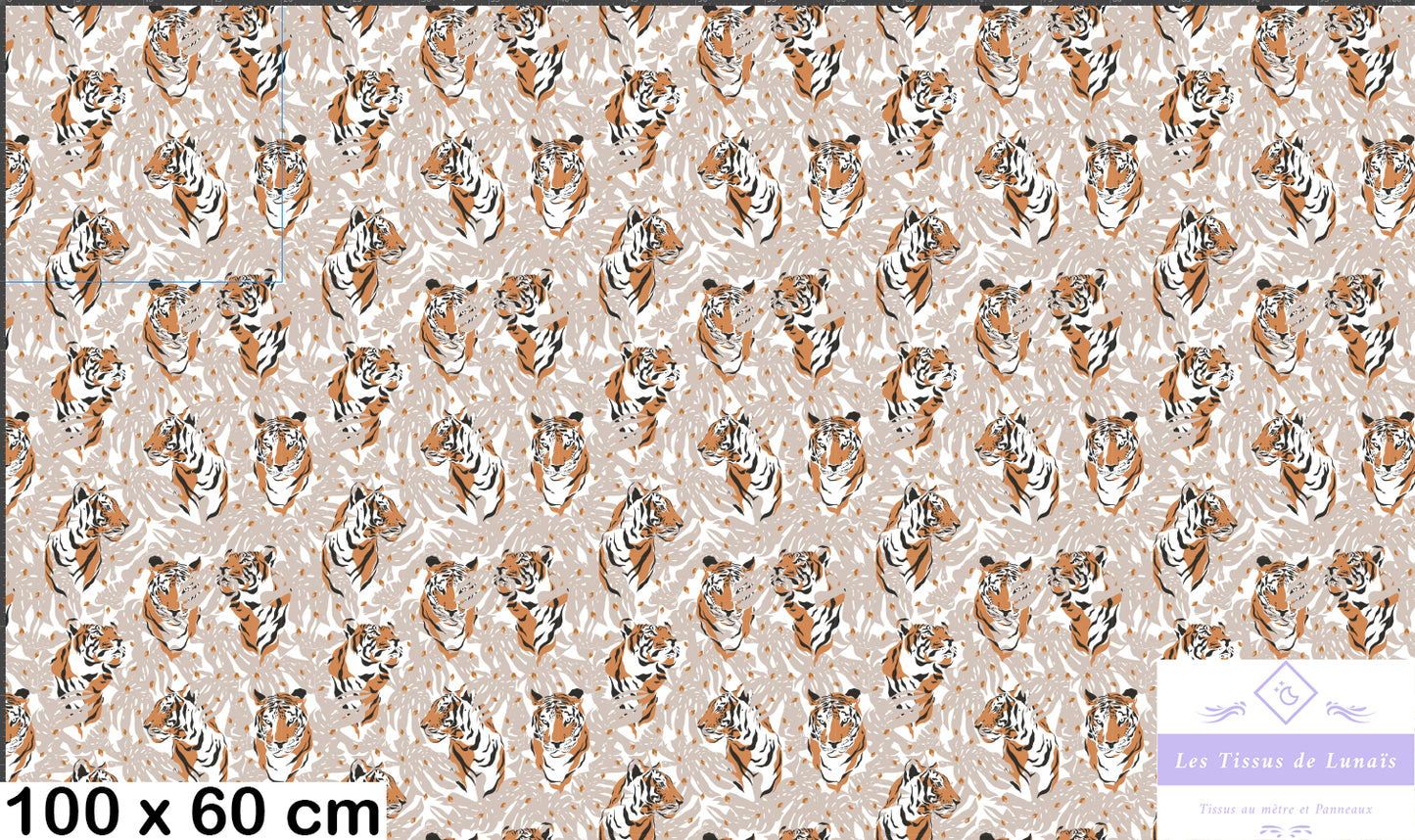 Tissu au mètre 63 tigres - Disponible en 9 matières - Vendu par multiple de 50 cm
