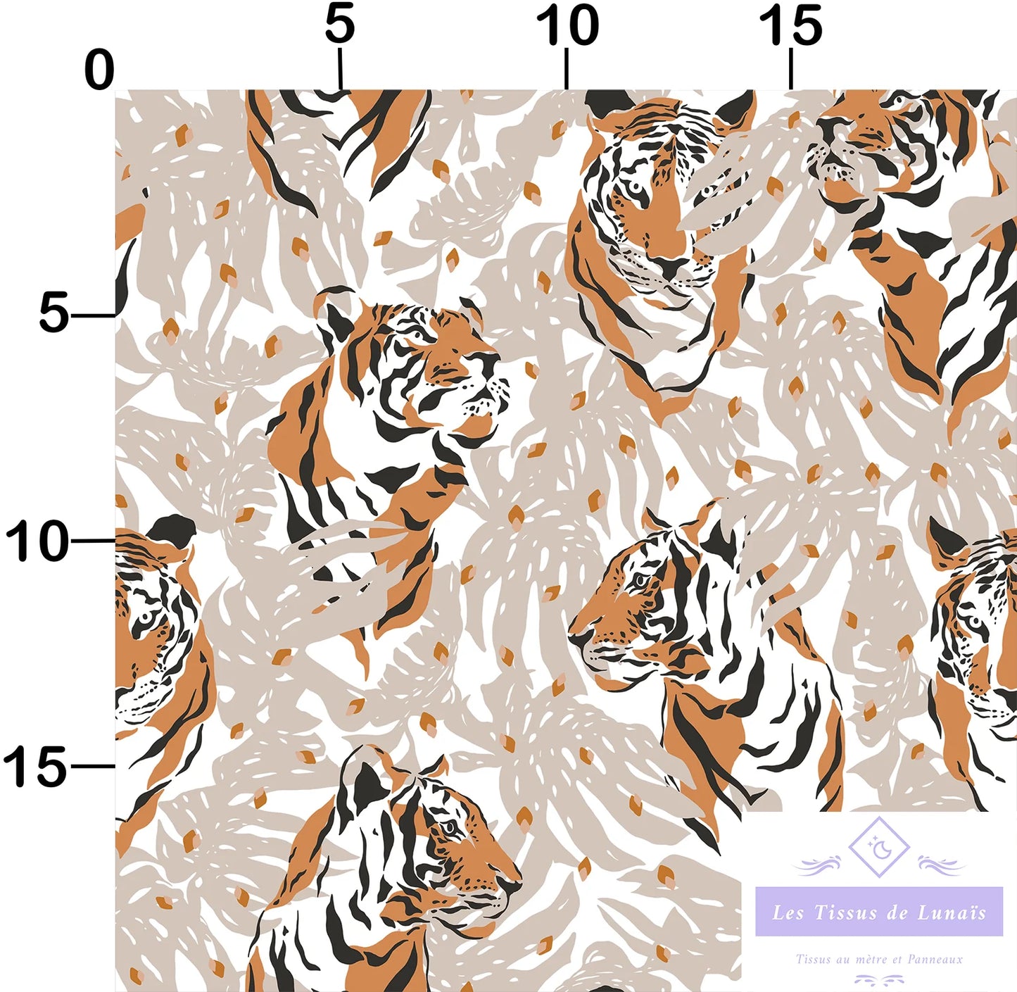 Tissu au mètre 63 tigres - Disponible en 9 matières - Vendu par multiple de 50 cm