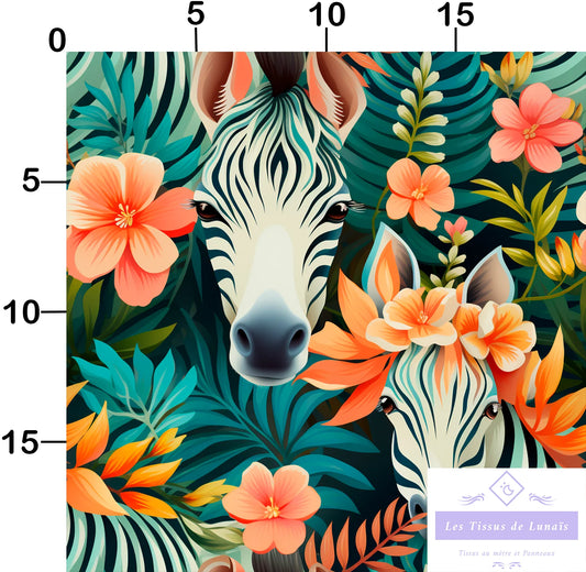 Tissu au mètre 64 zèbres - Disponible en 9 matières - Vendu par multiple de 50 cm