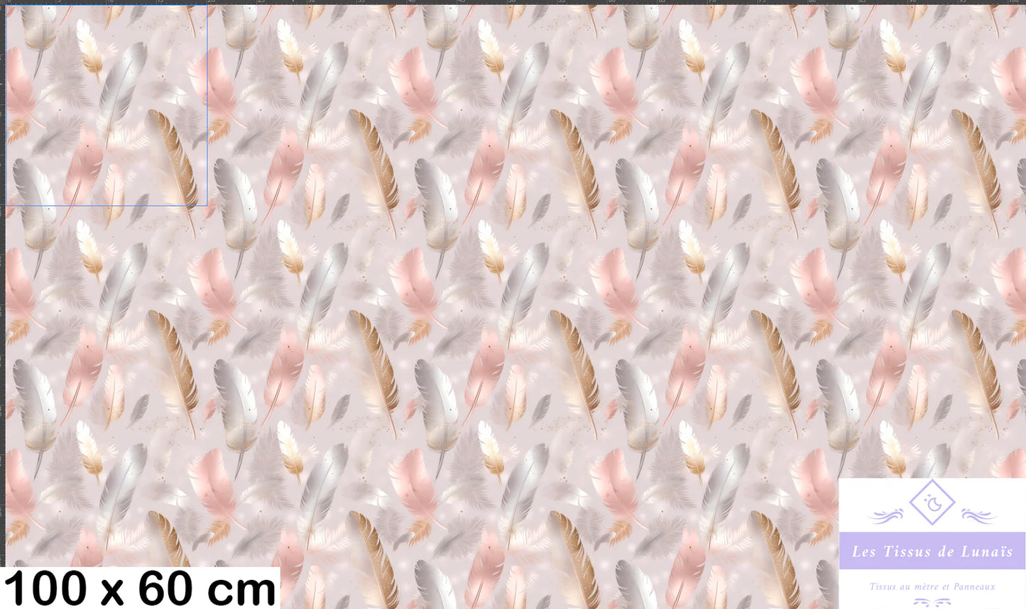 Tissu au mètre 73 plumes - Disponible en 9 matières - Vendu par multiple de 50 cm