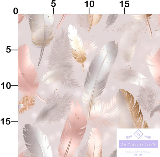 Tissu au mètre 73 plumes - Disponible en 9 matières - Vendu par multiple de 50 cm