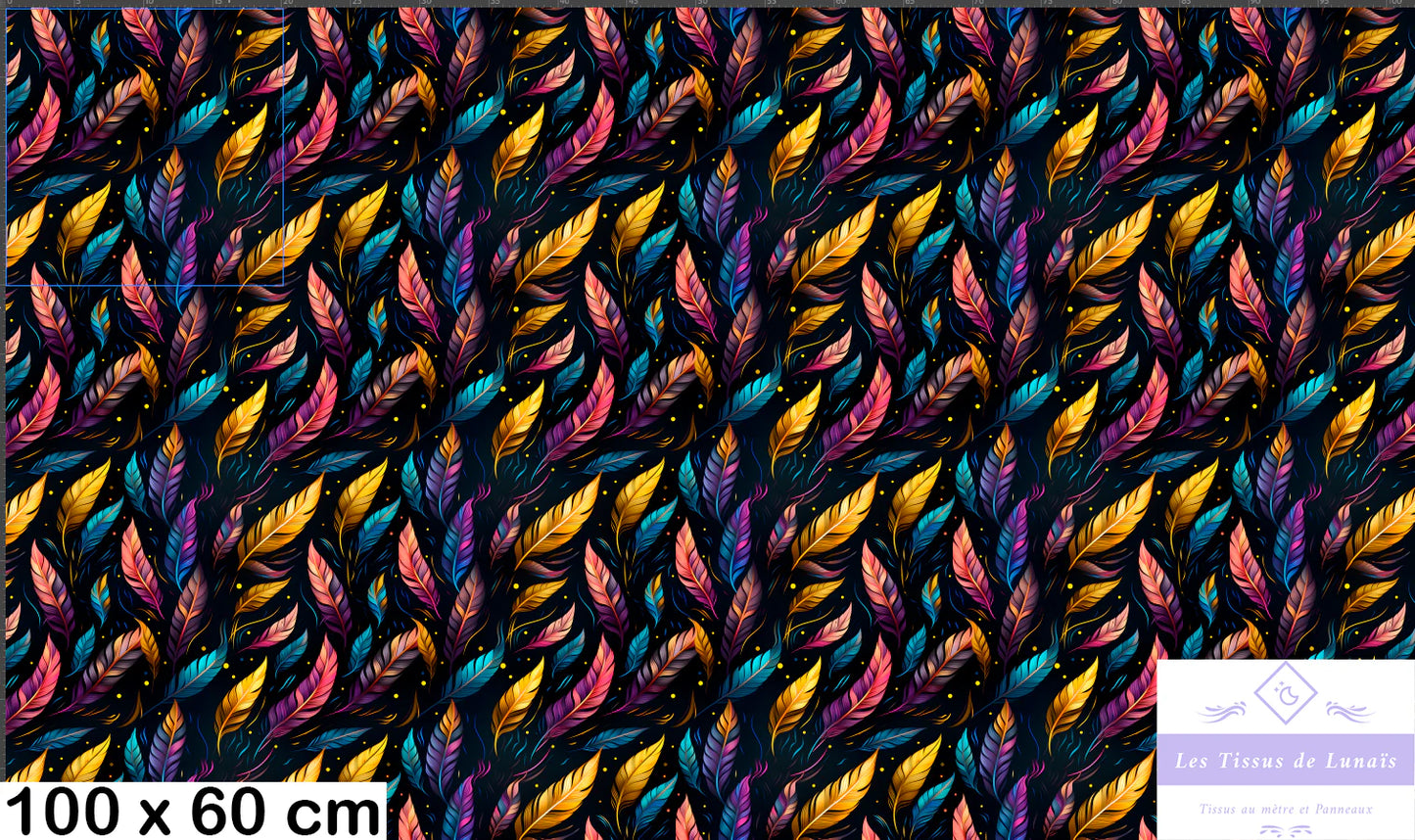 Tissu au mètre 74 plumes - Disponible en 9 matières - Vendu par multiple de 50 cm