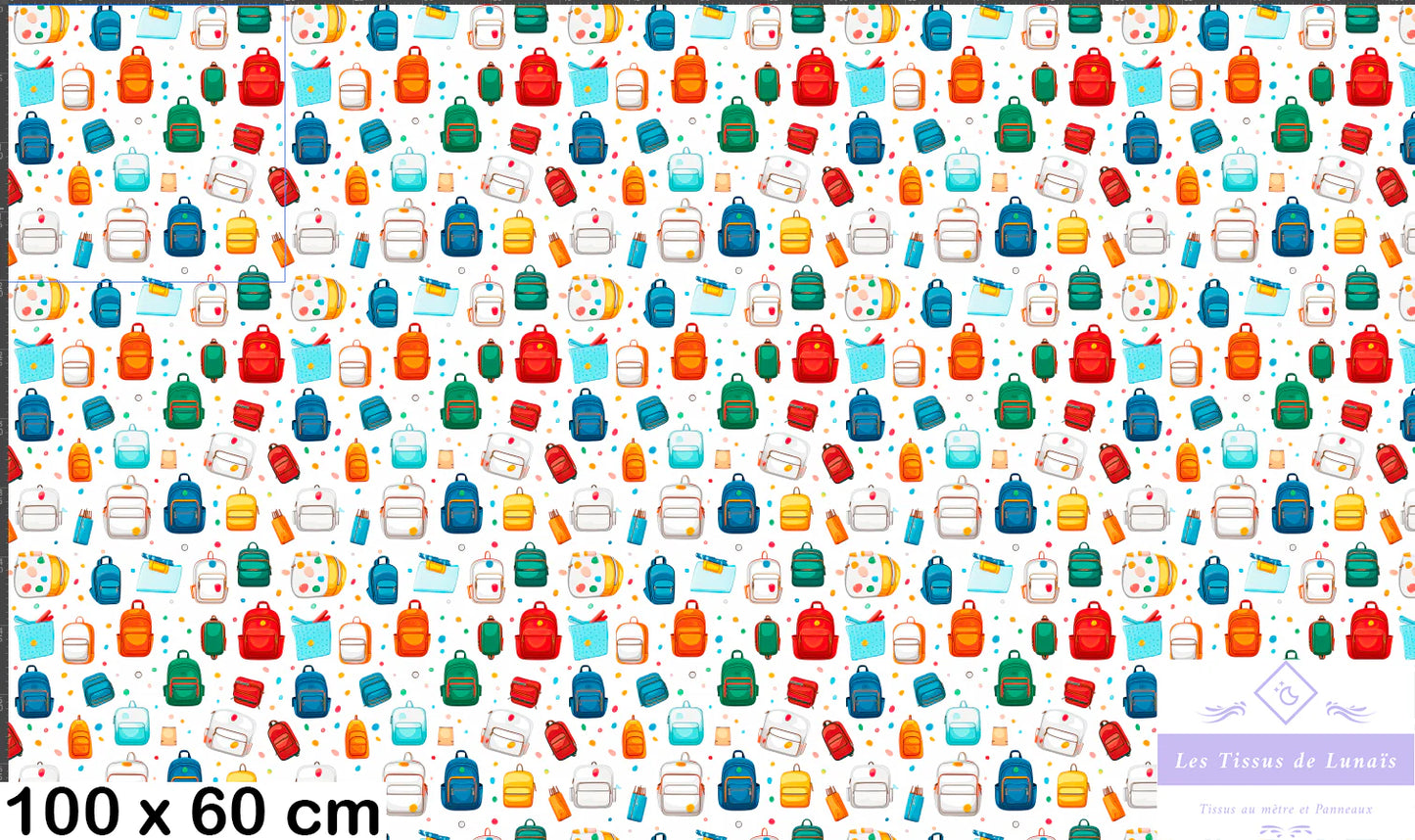 Tissu au mètre 80 école scolaire - Disponible en 9 matières - Vendu par multiple de 50 cm